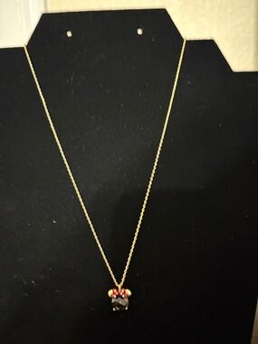 Kate Spade Gold Chain Necklace with Red and Black Minnie Pendant